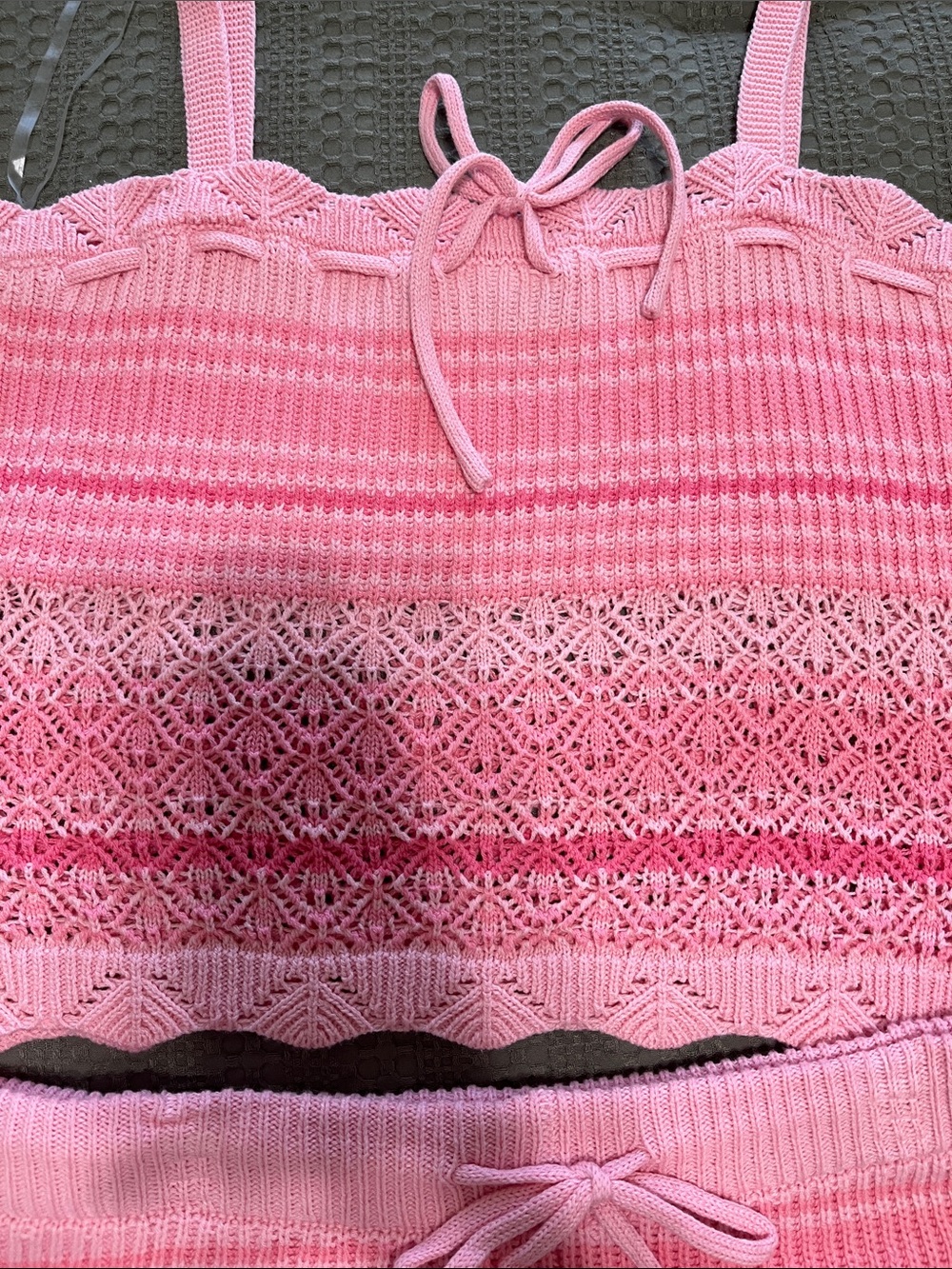 No Boundaries Pink Crochet Knit Cami & Shorts Set - Picture 7 of 10